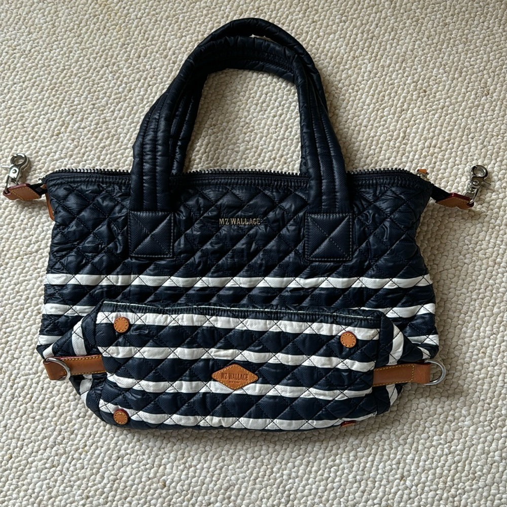 MZ Wallace metro tote size M navy blue + white nautical